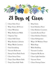 A checklist to clean the sometimes forgotten parts of the home. I suggest laminating it for easy repeated use. This is a digital file.