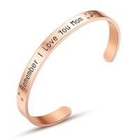 #MothersDayGifts10 Remember I Love You Mom' Cuff Bangle Bracelets Jewelry for Women, Birthday Gifts for Mom from Daughter Son, Thanksgiving, Christmas, Anniversary Day Gifts (Rose Gold): Jewelry