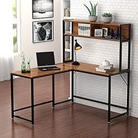 Amazon.com: Pequena Árvore L mesa com hutch, 55 " Canto mesa de computador de mesa Workstation com estante de armazenamento para home office, vintage Nozes: Kitchen & Dining