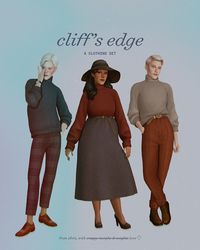 [part iii of iv] cliff’s edge: a clothing set by sforzinda for both frames. if you don’t think i can somehow relate this to far harbor, i have bad news for you. however you can also use these for sims...