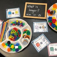 MATH ROTATIONS: Shorter or Longer! We had four hands on investigation type tables using cubes, beads, paper clips, counters, teddys,…