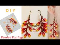 DIY How to make Autumn Leaves Beaded Earrings / Aretes / Orecchini / All Seed Beads Tutorial # 195 - YouTube