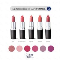 Soft Summer lipstick colours are muted with neutral-cool undertone. Colours are soft pinks, rose, cool nudes and muted berry reds. Opt for matte finishing. Avoid bright and warm colours. Examples of Soft Summer lipstick colours. . . . . . #softsummer #softsummercolors #coloranalysis #colouranalysis #12seasoncoloranalysis