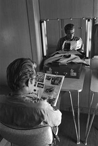 James Dean photographed in his dressing room by Richard C. Miller.