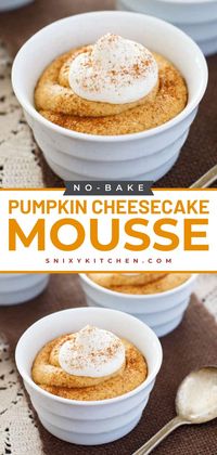 This No Bake Pumpkin Cheesecake Mousse is one of the best pumpkin desserts to add to your Thanksgiving sweet treats! This recipe is so simple that you can whip it together in about five minutes. Pin this recipe!