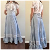 Check out this listing I just found on Poshmark: Vintage 70s Gunne Sax Style Skirt, 1970s Blue Floral Prairie Skirt. #shopmycloset #poshmark #shopping #style #pinitforlater #Dresses & Skirts