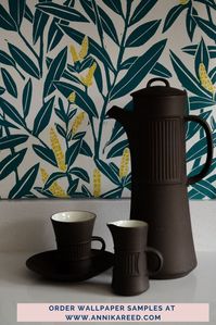 Bold and beautiful wallpaper by Annika Reed Studio. £165 per roll, international shipping available. Botanical wallpaper is the perfect backdrop to your pot plants. botanical illustration and woodblock printed wallcovering. This wallpaper will look fantastic in bedrooms, living rooms, children's unisex nursery, dining kitchen and bathroom. Bring the outside in #wallpaper #botanicalwallpaper #nature #beautifulwallpapers