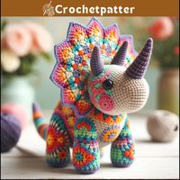 African Flower Triceratops Crochet Pattern | Inspire Uplift