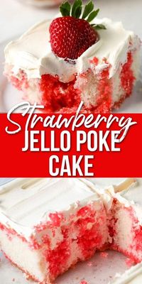 If you’re looking for an easy dessert recipe that’s sure to make everyone smile, you’ll love this Strawberry Jello Poke Cake! This fruity, fun cake made with a white cake mix is perfect for all your spring and summertime celebrations. It’s light, sweet, and made with strawberry jello and cool whip – what’s not to love?!