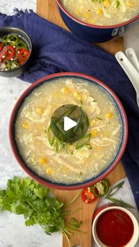 Zubda Malik on Instagram: "Chicken Corn Soup 

Warm up with the heartwarming flavors of our Chicken and Sweet Corn Soup, a delightful dish that combines tender shredded chicken with the sweetness of corn in a rich, savory broth. This quick and easy recipe is perfect for chilly evenings, providing a nourishing meal that’s packed with flavor. With simple ingredients like fresh garlic, ginger, and a hint of white pepper, every spoonful is a hug in a bowl. Top it off with silky egg ribbons for an extra touch of comfort. Serve it alongside soy sauce , green chillies in vinegar, sweet chilli sauce and hot chili sauce for a delicious twist. 
My favorite sides to enjoy, cheesy garlic bread and prawn crackers. 

Gather your loved ones and enjoy this cozy classic that’s sure to warm both hearts and 