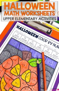 Make Halloween math exciting and fun for kids with Halloween math activities and worksheets! Get Halloween math ideas for games and printable activities for students in 3rd grade, 4th grade, 5th grade, and middle school classrooms. Teachers love these no prep Halloween math worksheets including word problems, multiplication, and coloring pages!