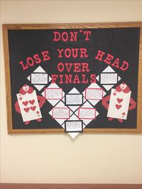 Alice in Wonderland RA bulletin board finals study tips