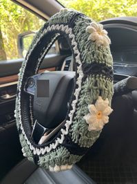 A,Steering Wheel Cover B,Steering Wheel Cover+1 Seatbelt Covers C, Steering Wheel Cover+2 Seatbelt Covers D:Steering Wheel Cover+Crochet Strawberry E:Steering Wheel Cover+2 Seatbelt Covers+2 Car Coasters F: Steering Wheel Cover+2 Seatbelt Covers+2 Car Coasters+Crochet Strawberry G,2 Seatbelt Covers K,.1 Seatbelt Covers The cover fit all types of steering wheels and it is slip resistant Because it is elasticity,also have needle and yarn fixation,breathable and sweat absorbing, washable, wash by h