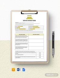 Instantly Download Service Intake Form Template, Sample & Example in Microsoft Word (DOC), Google Docs, Apple (MAC) Pages, Format. Available in A4 & US Letter Sizes. Quickly Customize. Easily Editable & Printable.