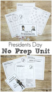 This no prep printable presidents day unit study will make planning for presidents day so much easier for you! Math, reading, and other activities included!