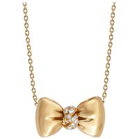 Van Cleef & Arples 18 Karat Yellow Gold Diamond Bow Necklace