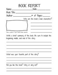 Second Grade Book Report Template | Book Report Form for 2nd, 3rd, and 4th grade students | school stuff