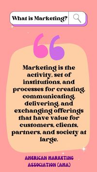 American Marketing Associations’s official definition of marketing. #marketing #smallbusiness #AMA