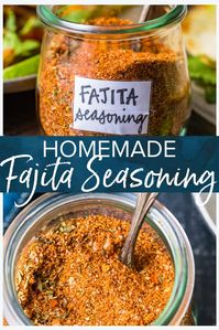 This homemade fajita seasoning is quick and easy to prepare and will make your fajitas sing! A delicious blend of fresh herbs and spices, this authentic mix is so much better than store bought!