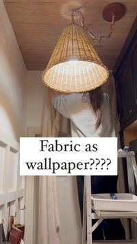 I tried hanging fabric for wallpaper and I LOVE it!!!! First I tried using fabric starch as glue but honestly I couldn’t get the fabric to stay. I grabbed strippable wallpaper glue instead (great if you’re renting) and it has held the fabric perfectly!! Comment LINK for the curtains and glue I used! 🫶 #wallart #wallpaper #homesweethome #walldecor #apartmenttherapy #sodomino