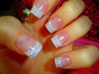 French Tip Nails with Glitter