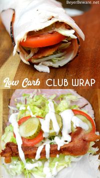 Low Carb club wraps use deli ham and turkey meat wrap around your favorite sandwich toppings to make gluten-free and keto club roll-ups for an easy low-carb lunch.