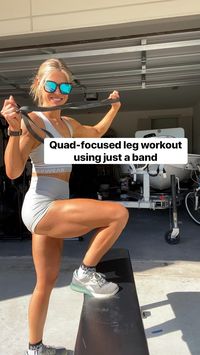 Difficulty: Medium     Outfit: Ryderwear (code: SARAH)  Bands: www.SarahHerse.com  These are some of my favorite quad exercises using resistance bands. If you don’t have a bench or box for the step ups, sub with banded reverse lunges.