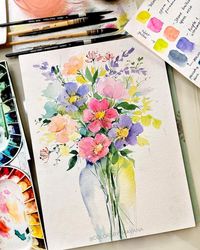 Bhavana Deka | Watercolor artist/educator on Instagram: “Just popping in with a reel.. Not a perfect one.. But who cares.. 😅 I am perfectly happy! . . . . . . . . . . .#watercolorflorals…”