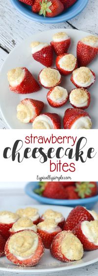 These no bake strawberry cheesecake bites are so simple to make! A great finger food dessert for parties that has the perfect balance of flavors! You can even whip up a small batch when you have the taste for a sweet treat!