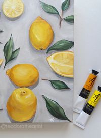 Lemons Acrylic Painting on Canvas Kitchen Wall Art | Etsy