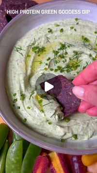 Sherri Davidson on Instagram: "HIGH PROTEIN GREEN GODDESS DIP:
Ingredients:
In a food processor, blend until smooth. 
- 2 cups cottage cheese 
- 1 cup feta
- 1 cup fresh basil leaves
- 1/3 cup fresh dill
- 1/3 cup chives
- 1 lemon juice
- 1 tsp extra virgin olive oil 
- 1 tbsp honey
- 1/4 tsp salt
- 1/4 tsp pepper
- 1/4 tap garlic powder 
- 1/4 tsp onion powder 

Plate in a bowl and top with a little drizzle of olive oil, sprinkle of chives and dill for presentation. Serve with your chips of choice (I’m using @foodshouldtastegood )and some raw veggies for dipping .

#highprotein #highproteinmeals #easymeals #easyrecipes #cottagecheese #protein #goodfood #dip #sogood #healthyfood #healthylifestyle #delicious #easy"