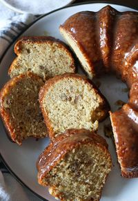 This banana pound cake is buttery and sweet made with ripe bananas.