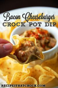 Bacon Cheeseburger Crock Pot Dip - Recipes That Crock! #Crockpot #Bacon