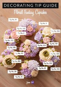 This handy decorating tip guide is a useful tool when piping different buttercream flowers as the guide clearly illustrates what piping tip was used for each decoration. Click for instructions!