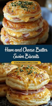 Indulge in the deliciousness of Ham and Cheese Butter Swim Biscuits! These soft, buttery delights are packed with savory ham and gooey melted cheese, making them an ideal choice for breakfast, brunch, or a satisfying snack. Simple to prepare and utterly irresistible!