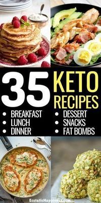 Keto Recipes! Keto Breakfast, Keto Lunch, Keto Dinner, Keto Dessert and Keto Snacks, all in one easy-to-follow keto diet plan. If you want to try new recipes for your ketogenic diet, you won’t be disappointed! #keto #ketodiet #ketorecipes #ketogenic #ketogenicdiet