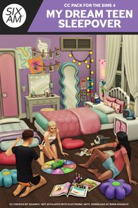 You have to check out this Sims 4 CC pack at number 56 on the Sims 4 bedroom CC list! It's the ultimate teen sleepover setup, with dresser CC, vanity CC, bed CC, pillows, sleep mats, cushions, stereo/speaker, furniture, and more. Plus, the collection comes with amazing clutter, bedding, bed frames, and wardrobes to really personalize your Sims’ space. I’m so excited about this list and have already pinned it to my Sims 4 CC packs board—don’t miss out on these finds!