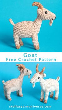 This free goat crochet pattern comes with a detailed video tutorial. It is also available as a PDF pattern with step-by-step photos for a small fee.