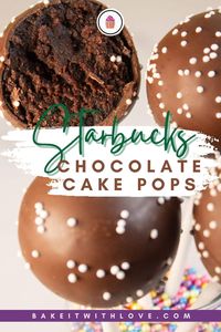 My Starbucks chocolate cake pops are rich, delicious treats filled with a tender cake filling coated in chocolate and white sprinkles. The homemade version is every bit as delicious as the coffee house favorite but at a fraction of the cost per cake pop. They're great fun to make, will save you a $$, and taste so good you'll make them all the time. Get my complete step-by-step instructions with walk-through photos to master cake pops at BakeItWithLove.com #chocolate #cakepops #starbucks #dessert