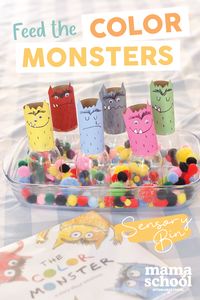 This Feed the Color Monsters sensory bin is a great way to follow up the book The Color Monster when teaching your preschoolers about feelings!