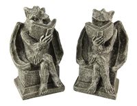 In medieval times, ancient architects and stone carvers used gargoyles on buildings to ward off evil spirits and bad luck. Made of concrete, this bookish pair of reading gargoyle bookends looks great and does a good job holding books up too. Measuring 8.5 in tall, 5 in deep, and 5.25 in wide, they have their noses shoved deep into books, yet stay ever vigilant. This pair also makes an excellent present for the holidays or housewarming gifts. They look great on bookshelves and on top of desks or tables Our eBay Store About Us Add to Favorite Sellers Cool Bookworm Gargoyle Book Ends Bookends Reading 8.5 in tall, 5.25 in long, 5 in deep Made of Concrete Makes a Great Gift In medieval times, ancient architects and stone carvers used gargoyles on buildings to ward off evil spirits and bad luck.