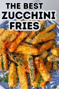 These air fryer zucchini fries are so deliciously crispy. Coated with parmesan and breadcrumbs, they are perfect for dipping or serving as an appetizer or side! Say goodbye to potato fries and hello to zucchini fries.