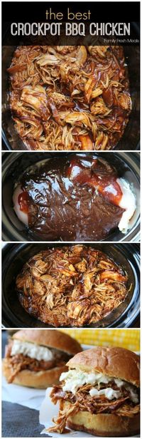 The Best Crockpot BBQ Chicken | http://FamilyFreshMeals.com