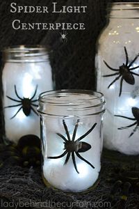 Halloween Spider Light Centerpiece |  Great as a Halloween centerpiece or lined along your walkway.  Get the most out of your Halloween decorations by crea