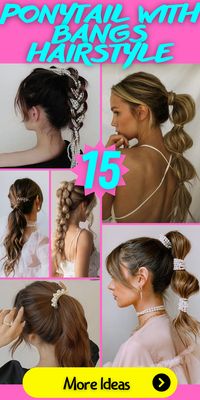 Looking for a stylish and versatile hairstyle? Try a ponytail with bangs for a chic look. Whether you have long, short, or medium hair, this hairstyle is perfect for adding a touch of sophistication to your overall appearance. Create a sleek and polished ponytail and pair it with curtain bangs or wispy bangs to elevate your style. Whether you have curly, straight, or wavy hair, a ponytail with bangs is a versatile choice that suits any occasion.