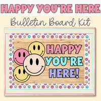 Introducing the "Happy You're Here" Bulletin Board Kit! Create a welcoming atmosphere in your classroom with the "Happy You're Here!" Bulletin Board Kit. This kit is designed to infuse your learning space with vibrant colors, inspiring messages, and elements that will brighten your students' days!Kit Includes: -"Happy You're Here!" Letters-2 pattern boarders-Small, medium, and large smiley face cutouts (Blue, Purple, Beige, Pink, and Orange)-The large smiley face cutouts are PRE ENLARGED for eas