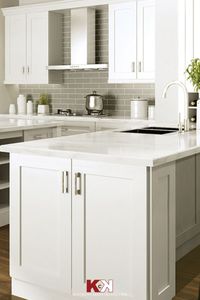 Frameless Kitchen Cabinets in Ivory style