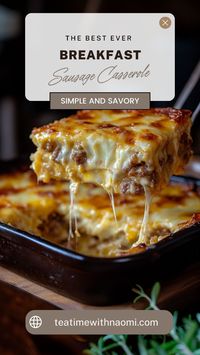 tart your day with this savory and satisfying cheesy breakfast sausage casserole. Perfect for weekend brunch or a cozy morning meal, this easy-to-make dish combines flavorful sausage, eggs, and cheese in a hearty bake. It's a crowd-pleaser that's sure to become a family favorite!