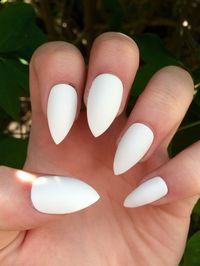 Stiletto nails matte nails white matte fake nails by nailsbykate