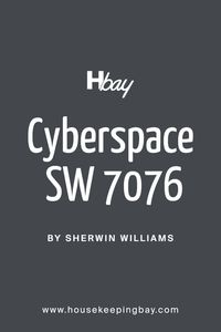 Cyberspace SW 7076 by Sherwin Williams is a deep, rich navy blue that borders almost on black under certain lighting conditions. This color has a strong presence, bringing a sense of sophistication and modern elegance to any space. Its depth provides a stunning backdrop, making other colors pop when set against it, especially bright whites or metallic accents like gold or brass. This shade is versatile in its use, fitting perfectly into a variety of interior styles.